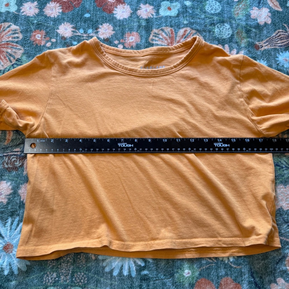 Everlane Organic Cotton Box-Cut Tee‎ Orange Short Sleeve Crop Top S - Picture 3 of 6